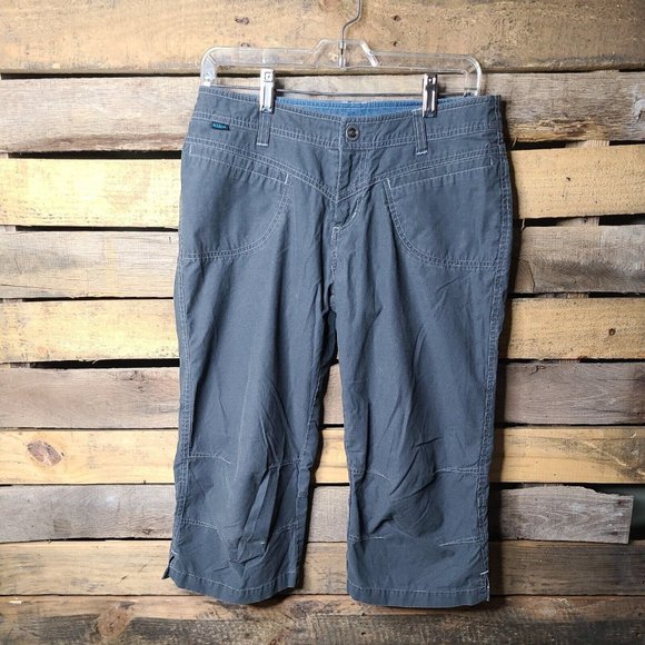 Kuhl Pants - Kuhl Capri Pants Womens 8 Stone Gray Kuhl Dry Stretch Logo Embroidered Outdoor